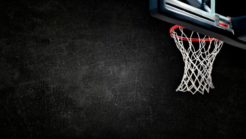 basketball hoop on black background