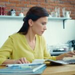 business woman working with financial report