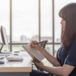 female staff working at office