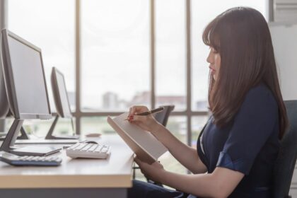 female staff working at office
