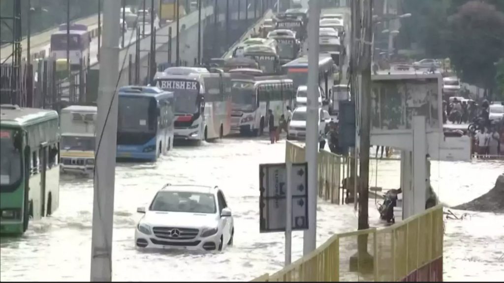 Main Roads Filled with water due to heavy rainfalls. 