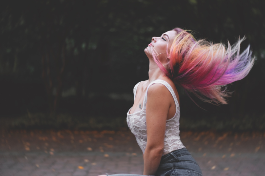 woman with colorful hair