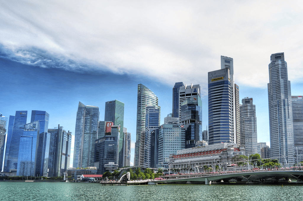 city skyline in Singapore