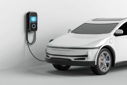 electric car with charging station