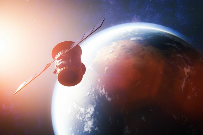 Weather satellite in space near earth