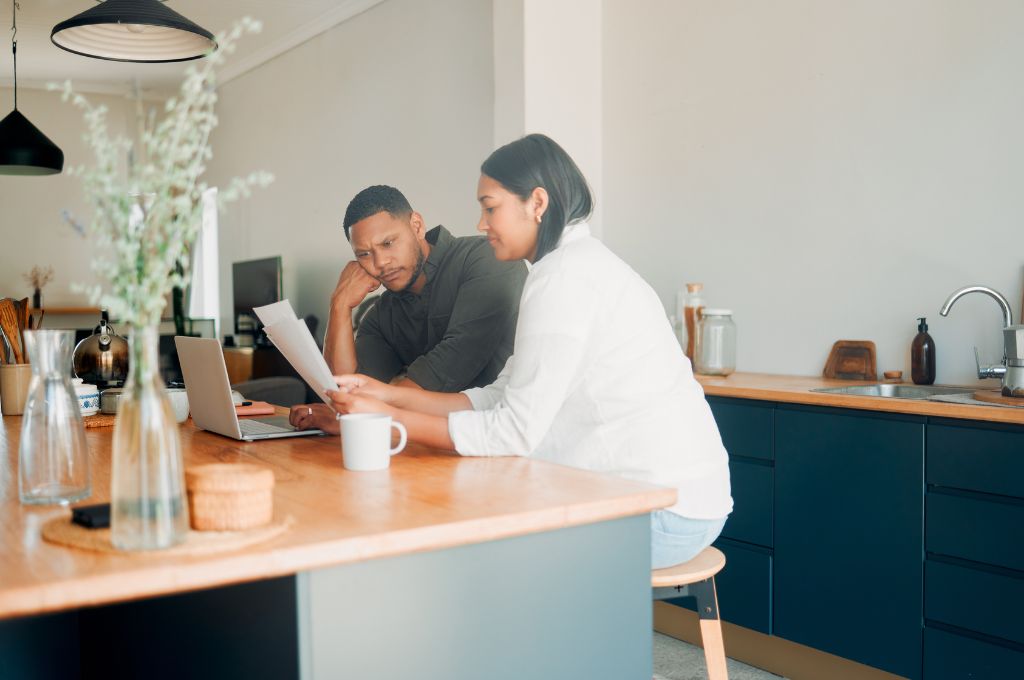 couple looking at documents