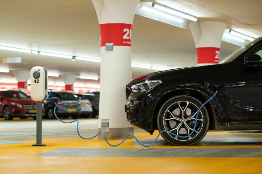 electric car charging in parking