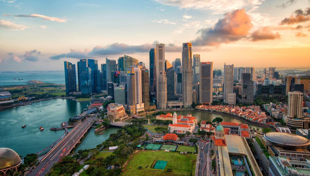 Aerial view of singapore business district