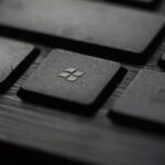 Microsoft logo on keyboard
