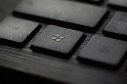 Microsoft logo on keyboard