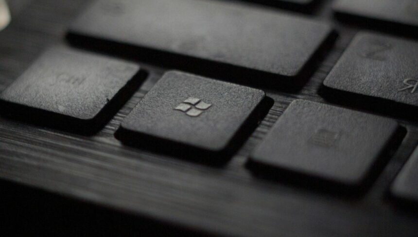 Microsoft logo on keyboard