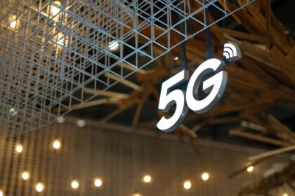 5G metal sign under wire construction