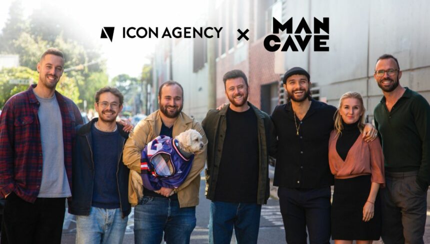 A few of the team from Icon and The Man Cave plus Sasha the dog in her new Man Cave basketball jersey.